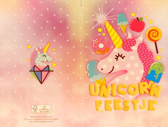 Uitnodigingskaarten - Eenhoorn - Unicorn feestje - 6st.