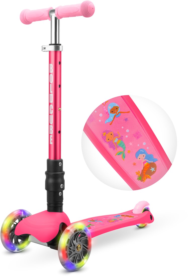 BOLDCUBE Kinderstep met 3 wielen / Kleine Driewieler Step zeemeermin roze